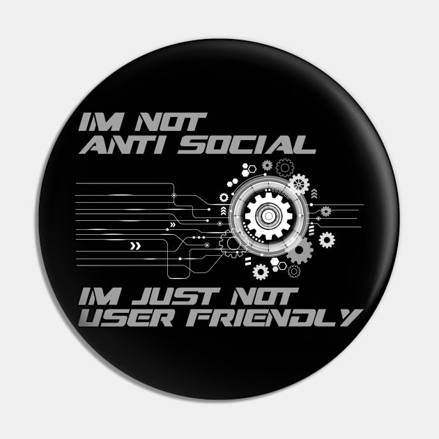 Anti Social User Coding Cogwheel Computing Programmer Pin by Mellowdellow