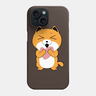 Dog holding heart cute cartoon. Phone Case