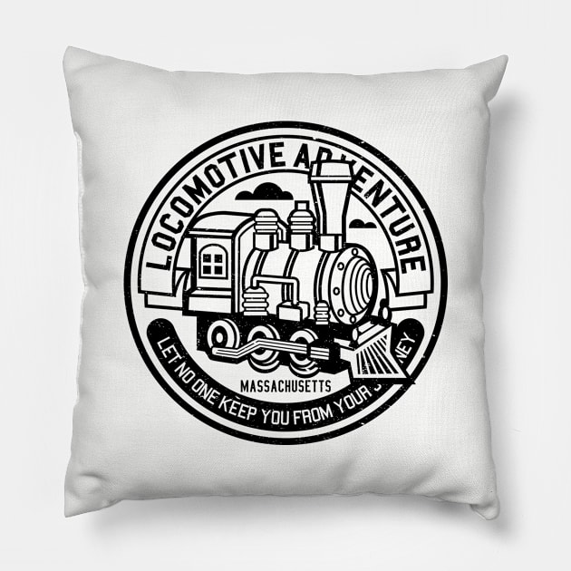 Locomotive Adventure Massachusetts Pillow by Rebus28