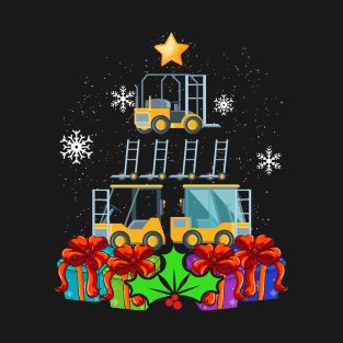 Funny Forklift Christmas Tree Decor Gift Xmas Stockings T-Shirt