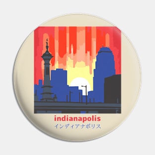 Indianapolis Indiana Skyline Japanese Art Style Pin