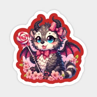 Kawaii Binturong Dragon with Lollipop Magnet