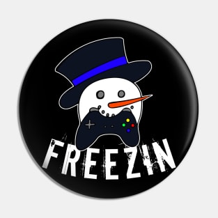 Snowman Face Gamer Freezin Pin