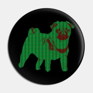 Red-Green Pug Typography Pin