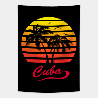 Cuba 80s Sunset Tapestry