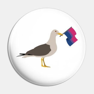 Seagull Holding Bisexual Pride Flag Pin