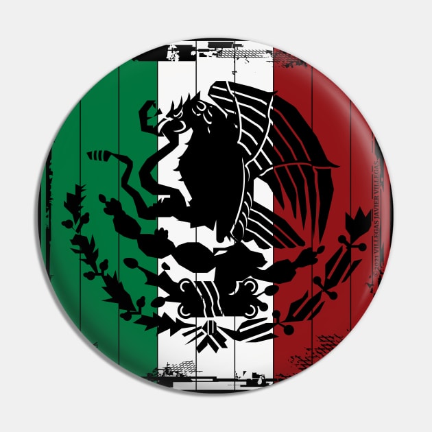 Escudo Mexicano retro Pin by vjvgraphiks