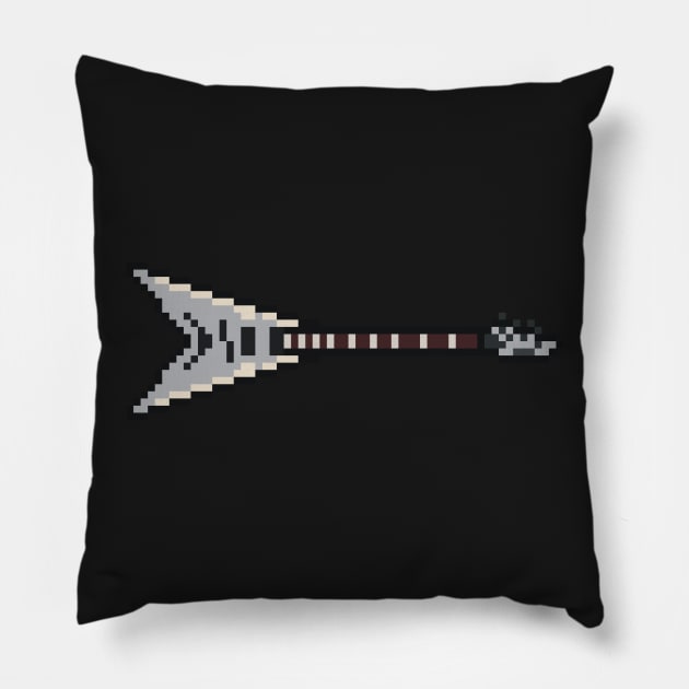 Pixel Silver King Flying V Guitar Pillow by gkillerb