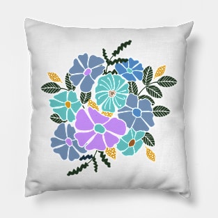 Lilac and Aqua Wildflower Bouquet Pillow