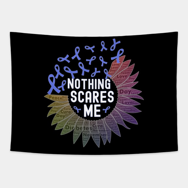 Nothing Scares Me World Diabetes Day Blue Sunflower Ribbon Tapestry by alcoshirts