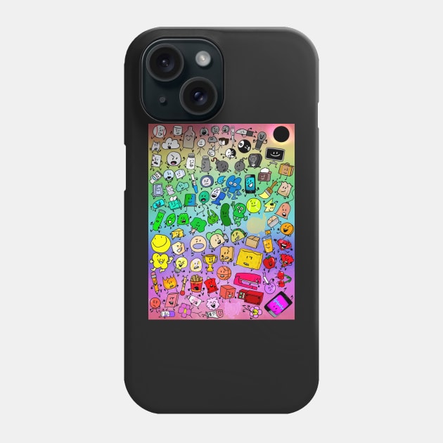 BFDI Inanimate Insanity All Characters (Rainbow) Phone Case by MsBonnie