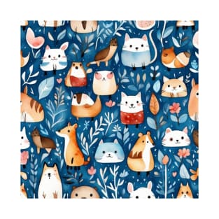 Cute animals pattern petrol decor T-Shirt