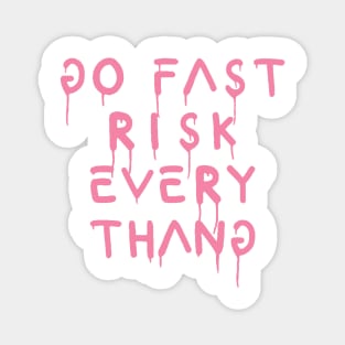 go fast risk everything pink Magnet