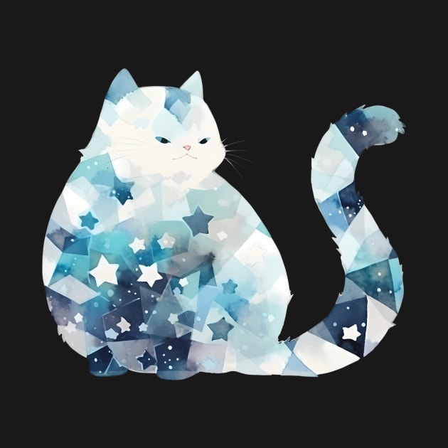 Starry Watercolor Cute Niji Cat Galaxy Enamel Pin Sticker Cutout by newdreamsss