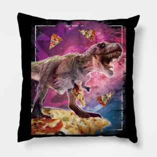 T-Rex on Space Pizza T-Shirt Pillow