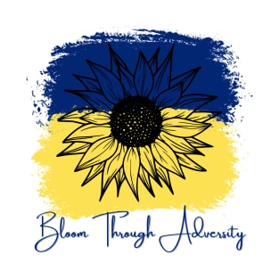 Bloom Through Adversity - Sunflower/Ukrainian Flag (Paint Streak) T-Shirt