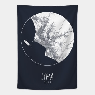 Lima, Peru City Map - Full Moon Tapestry