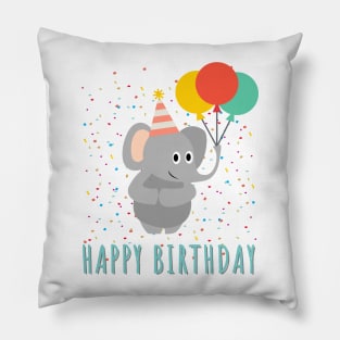 Happy Birthday || Cute Elephant Birthday Card Pillow