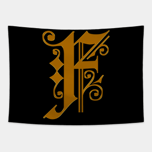 Golden Letter F Tapestry