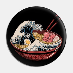 Great Ramen Wave Back Print Pin