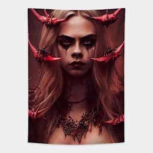 cara delevingne Demoness Portrait Tapestry