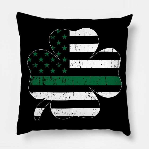 St Patricks Vintage Irish Shamrock USA Flag T-Shirt Pillow by bbreidenbach