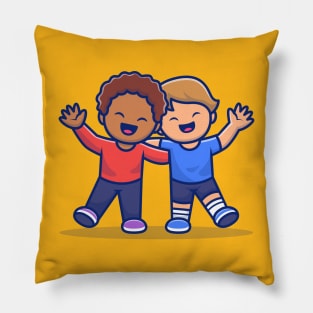 Cute Kid With Different Skin Color Pillow