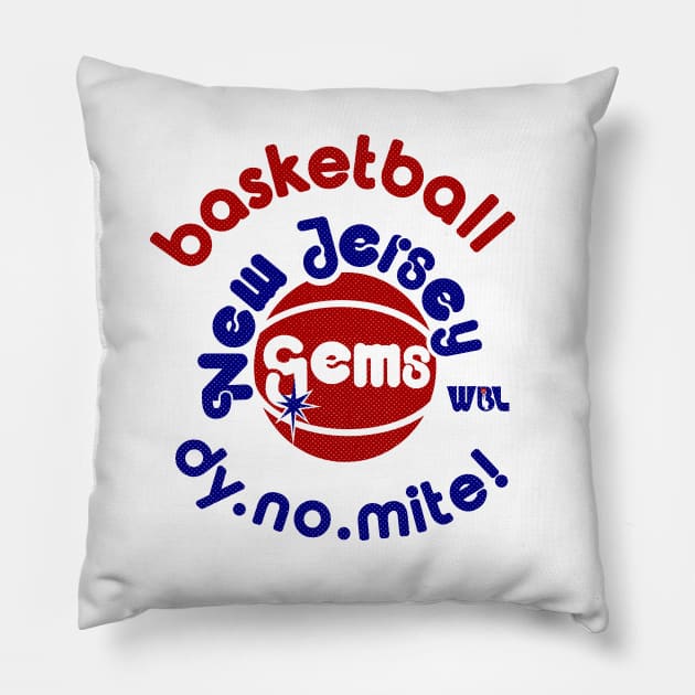 Defunct New Jersey Gems WBL Basketball 1978 Pillow by LocalZonly