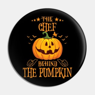 Mens The CHEF Behind The Pumpkin T shirt Funny Halloween Pin