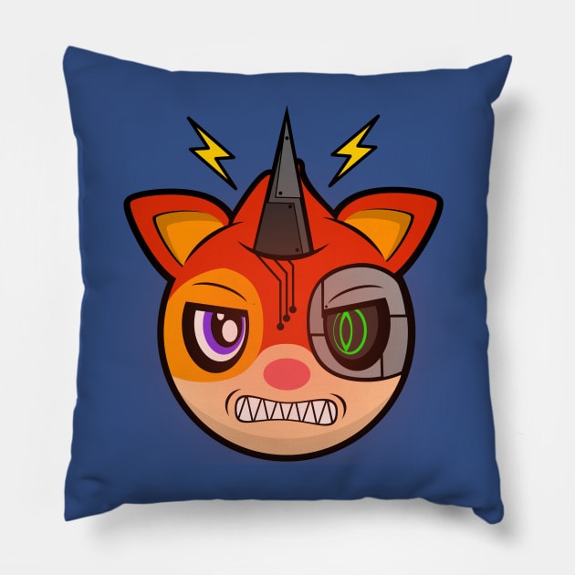 Angry Cyborg Squirrel Oskar Pillow by MOULE