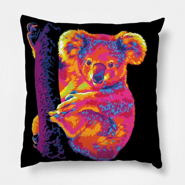 The Warm Rainbow Koala Pillow by polliadesign