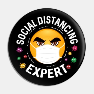 Funny Social Distancing Expert Introvert Mask Virus Pin