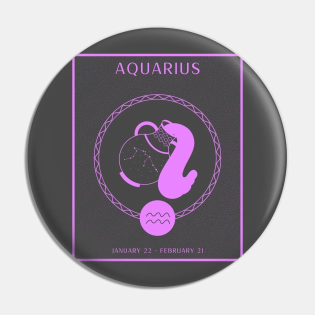 Aquarius Zodiac Design Pin by Tip Top Tee's