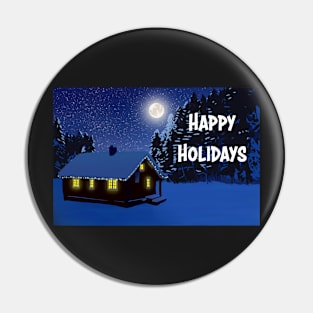 Festive Landscape Card: Happy Holidays Pin