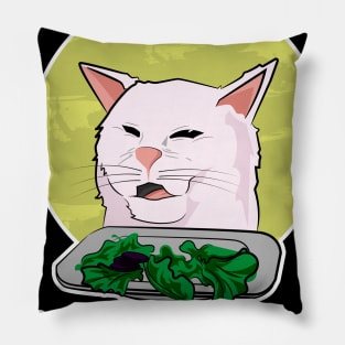 Meme cat white 2019 Pillow