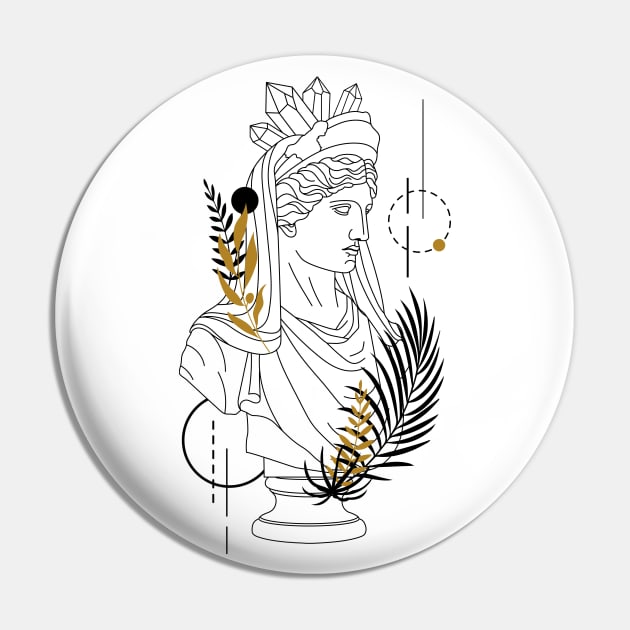 Demeter (Ceres). Creative Illustration In Geometric And Line Art Style Pin by SlothAstronaut