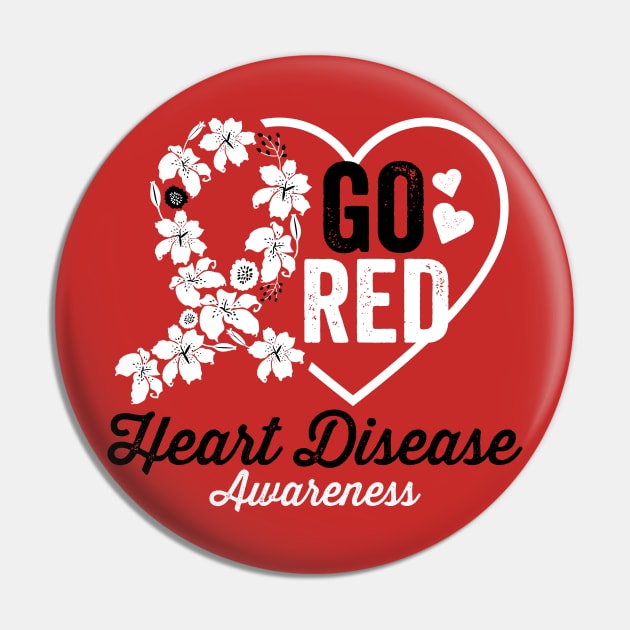 Go Red Heart Disease Awareness Pin by DetourShirts
