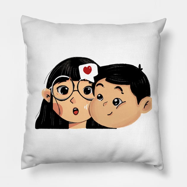 cute illustration of valentine romantic couple Pillow by ICanSee80