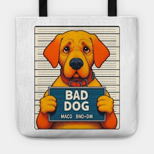 Bad Dog Jail Mugshot Illustration Tote