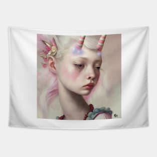 She was a sort of unicorn, created in Midjourney by Kim Turner Art Tapestry