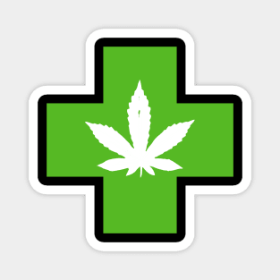 Green Medical Marijuana Cross | Weed Medicine Magnet