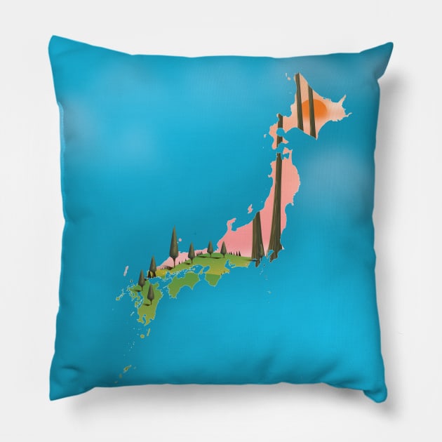 Japan vintage map Pillow by nickemporium1