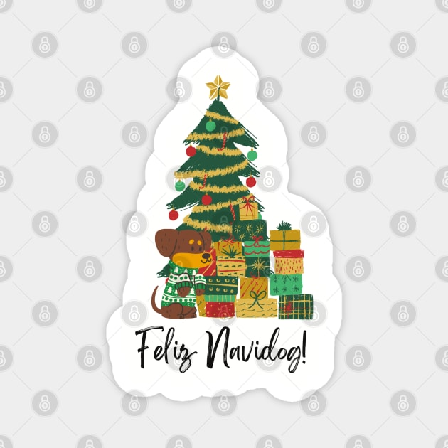 Feliz Navidog! (Feliz Navidad) Christmas Tree Festive Dog Magnet by LoveofDog