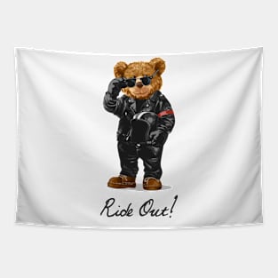 Cute bear design "Ride out" Tapestry