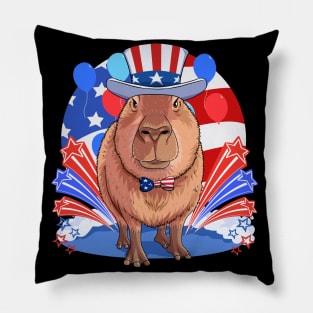 Capybara Patriotic 4th of July American Flag Pillow