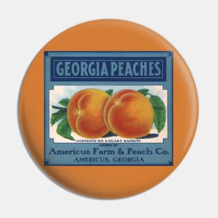 Vintage Georgia Peaches Fruit Crate Label Pin