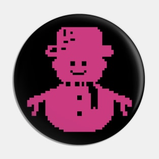 Pink Snowman pixel art Pin