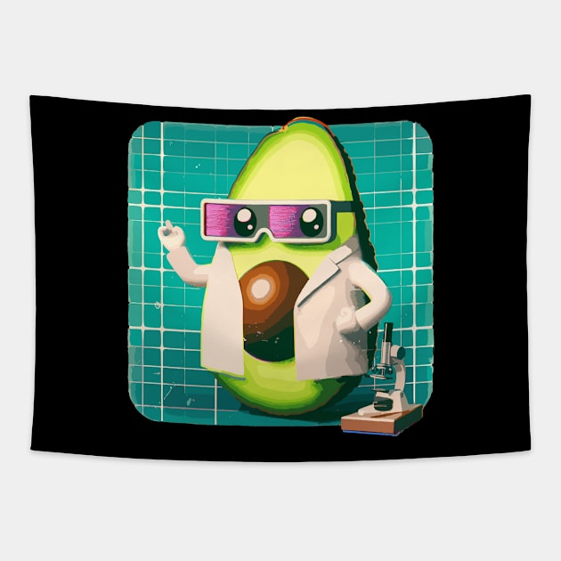 Funny Avocado Scientist Tapestry by TomFrontierArt