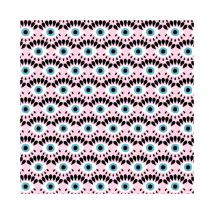 Cute Eyes Pattern on Pink Background T-Shirt