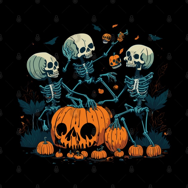 Spooky Halloween skeletons by Alex